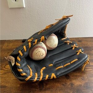 Easton Baseball Glove + 2 Baseballs Bundle